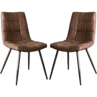 Danbury Dining Chairs Set of 2 - Brown, Faux Leather