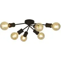 Dance 6 Light Industrial Flush Ceiling Light - Sand Black