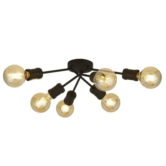 Dance 6 Light Industrial Flush Ceiling Light - Sand Black image