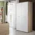 Dania 2-Door Wardrobe with Mirror - White, Oak