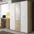Dania 3-Door Wardrobe with Mirror - White, Oak