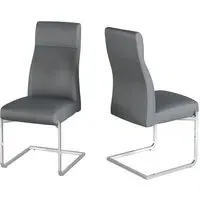 Dania Dining Chairs with Chrome Legs - Grey, Faux Leather