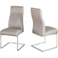 Dania Dining Chairs with Chrome Legs - Taupe, Faux Leather