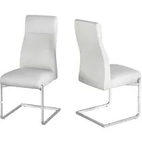 Dania Dining Chairs with Chrome Legs - White, Faux Leather