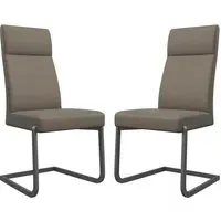 Dania Dining Chairs with Grey Legs - Taupe, Faux Leather
