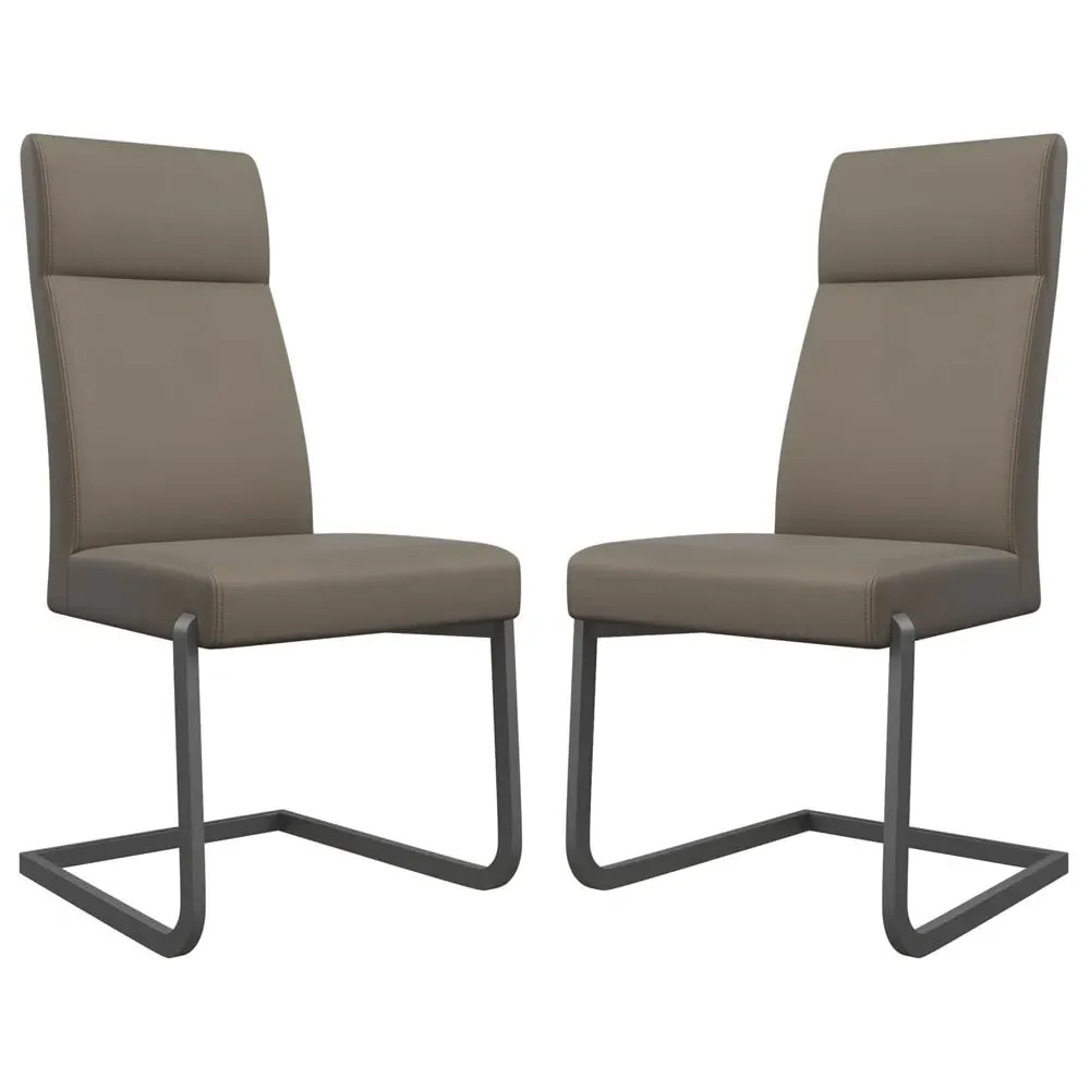 Dania Dining Chairs with Grey Legs - Taupe, Faux Leather image