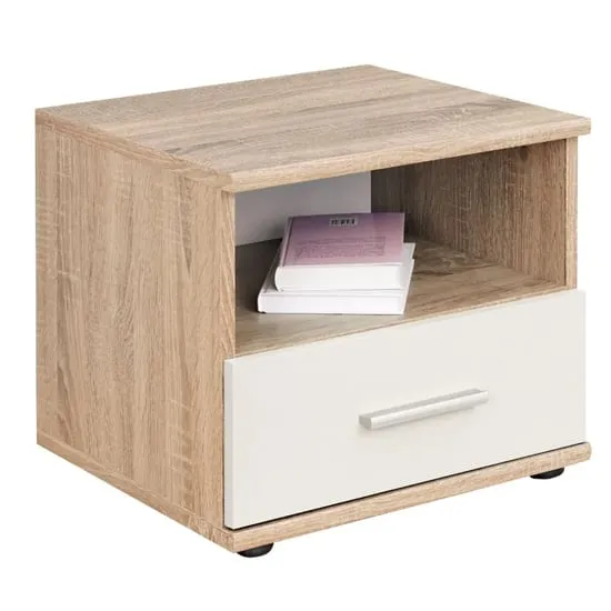 Dania Kids Bedside Cabinet - White, Sonoma Oak image