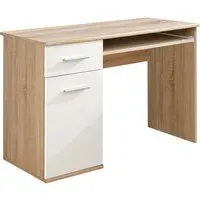 Dania Kids Computer Desk with Storage - White, Sonoma Oak