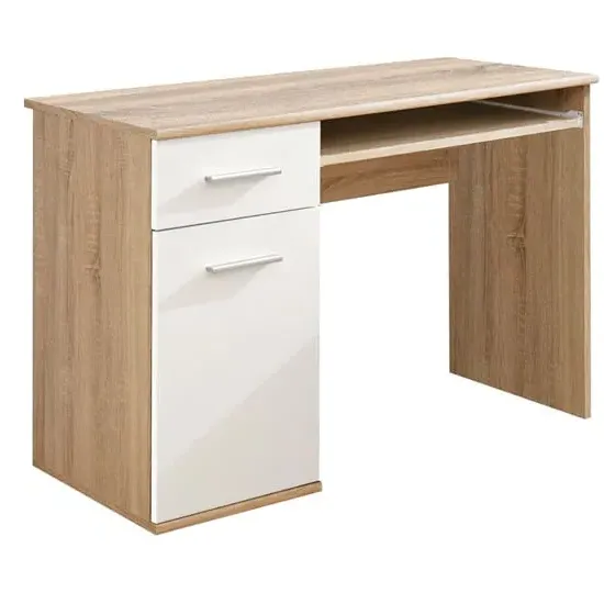 Dania Kids Computer Desk with Storage - White, Sonoma Oak