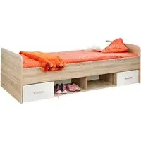 Dania Kids Single Bed with Drawers - White, Sonoma Oak