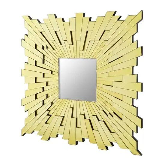 Dania Large Square Sunburst Wall Mirror - Gold
