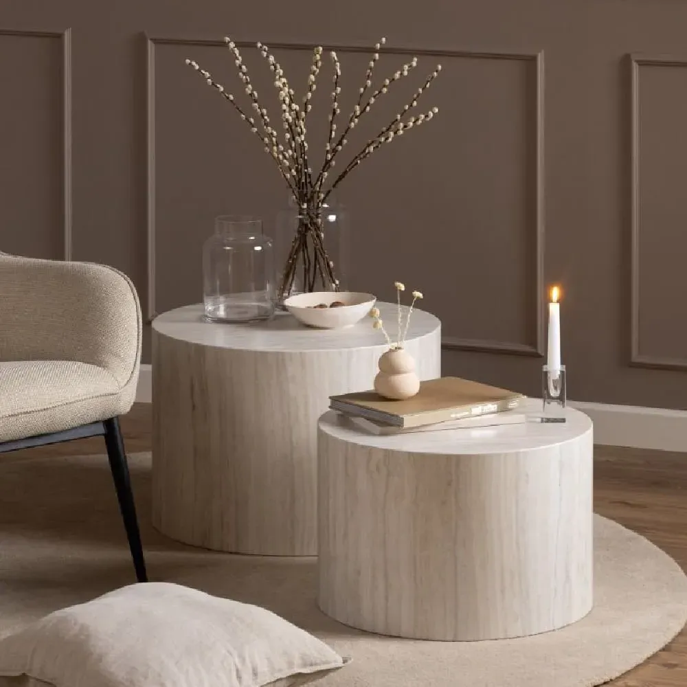 Dania Round Coffee Table Set of 2 - Light Oak