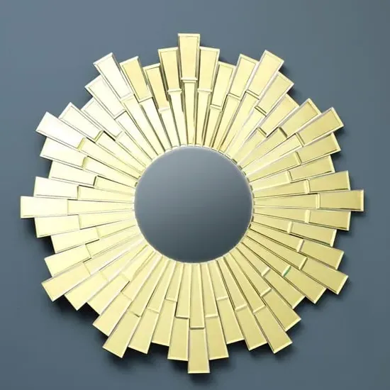 Dania Small Circular Sunburst Wall Mirror - Gold