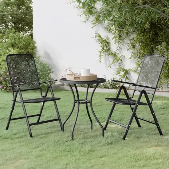 Dania Small Round 3 Piece Dining Set - Anthracite, Metal Mesh product