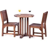 Danil Round Dining Table & 2 Side Chairs - Teak, Hardwood alternate view