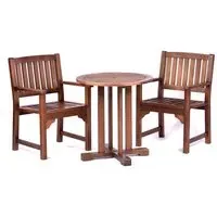 Danil Round Dining Table and 2 Armchairs - Teak