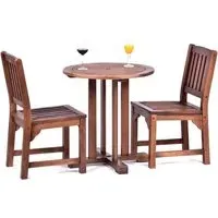 Danil Round Dining Table and 2 Side Chairs - Teak