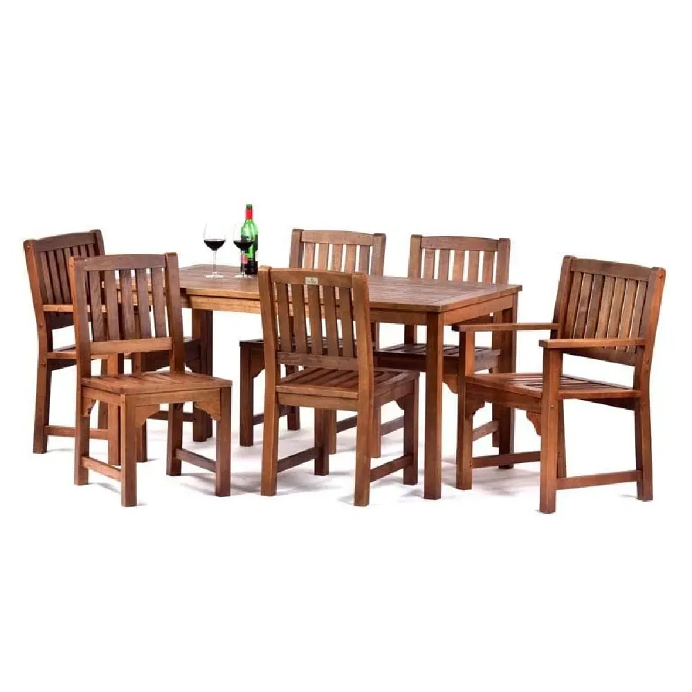 Danil Wooden Dining Table with 6 Chairs - Teak