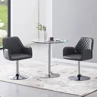 Dante Round Dining Table with 2 Bucketeer Chairs - Clear, Glass