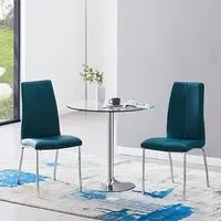 Dante Round Dining Table with 2 Opal Chairs - Clear, Glass