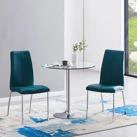 Dante Round Dining Table with 2 Opal Chairs - Clear, Glass