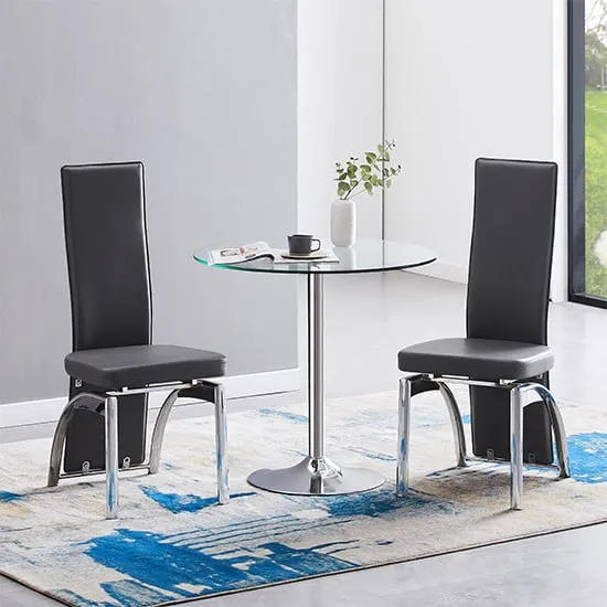 Dante Round Dining Table with 2 Romeo Chairs - Clear, Glass