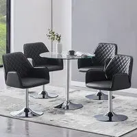 Dante Round Dining Table with 4 Bucketeer Chairs - Clear, Glass