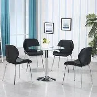 Dante Round Dining Table with 4 Darcy Chairs - Black, Glass