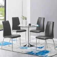 Dante Round Dining Table with 4 Opal Chairs - Clear, Glass
