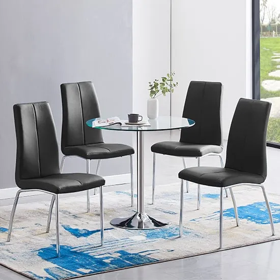 Dante Round Dining Table with 4 Opal Chairs - Clear, Glass