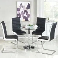 Dante Round Dining Table with 4 Symphony Chairs - Clear, Glass
