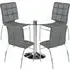 Dante Round Glass Dining Set with 4 Coco Chairs - Grey