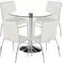 Dante Round Glass Dining Set with 4 Coco Chairs - White