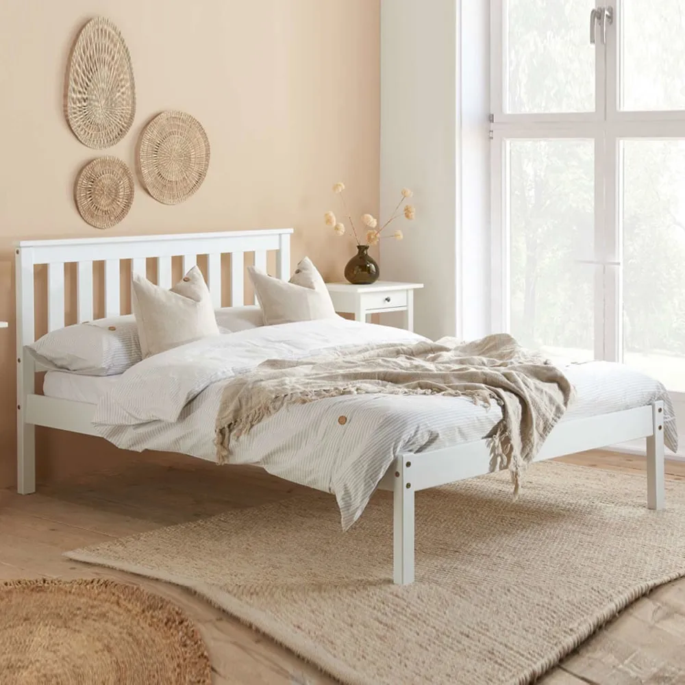 Danvers King Size Bed Frame - White, Wood