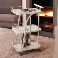 Danville Drinks Trolley with Glass Shelves - Grey, Metal