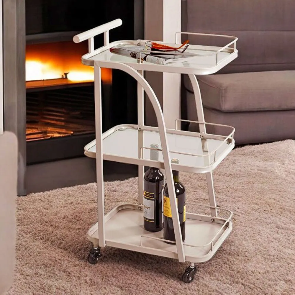 Danville Drinks Trolley with Glass Shelves - Grey, Metal image