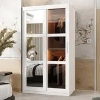Danville Small Mirrored Wardrobe with Sliding Doors - White