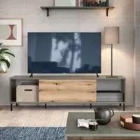 Danville Small TV Stand with Sliding Door - Green, Oak