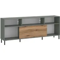 Danville TV Stand with Sliding Door - Green, Oak alternate view