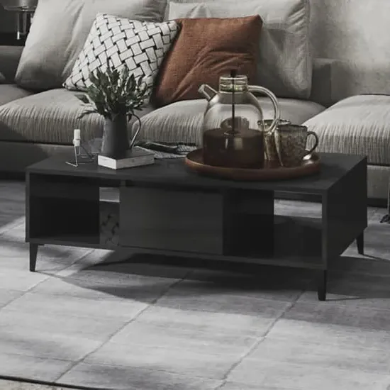 Danya Rectangular Coffee Table with Storage - Grey image