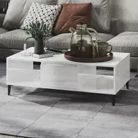 Danya Rectangular Coffee Table with Storage - White