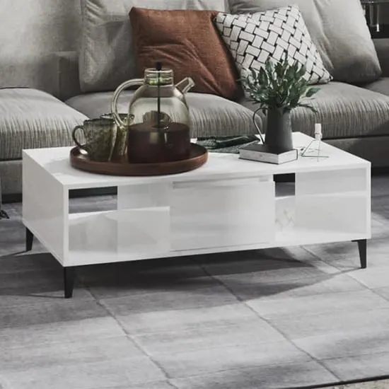Danya Rectangular Coffee Table with Storage - White