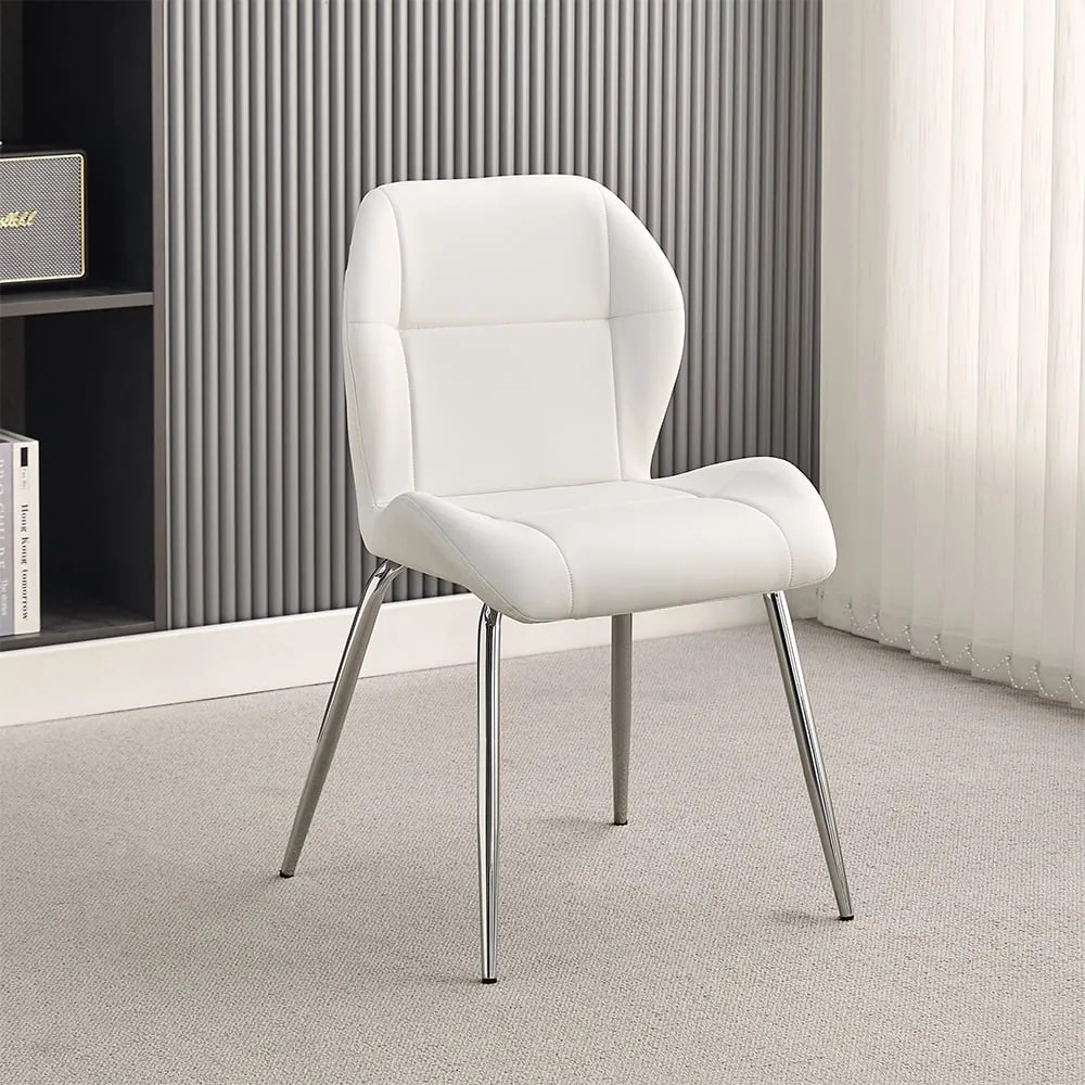 Darcy Dining Chair - White, Faux Leather