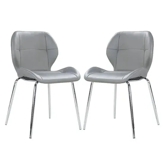 Darcy Dining Chairs Pair - Grey, Faux Leather