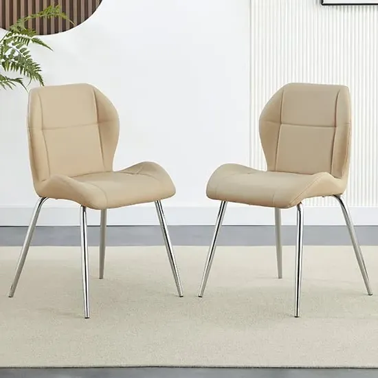 Darcy Dining Chairs Pair - Taupe, Faux Leather image