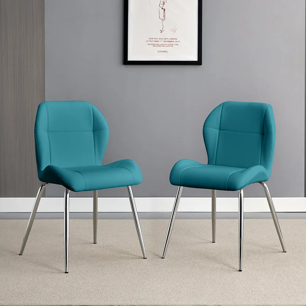Darcy Dining Chairs Pair - Teal, Faux Leather