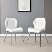 Darcy Dining Chairs Pair - White, Faux Leather