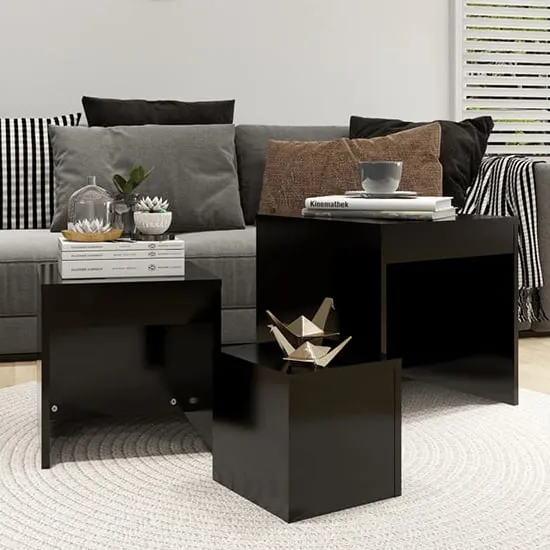 Darice Nest of 3 Tables - Black, Chipboard image