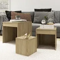 Darice Nest of 3 Tables - Sonoma Oak, Chipboard