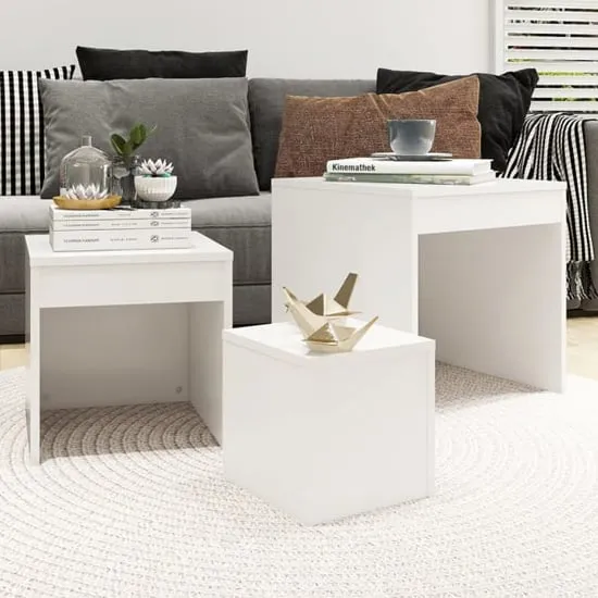 Darice Nest of 3 Tables - White, Chipboard